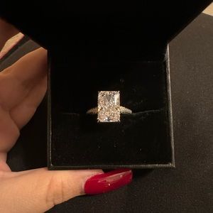 Radiant Cut Engagement Ring Size 7 with Pave Diamond $300 obo